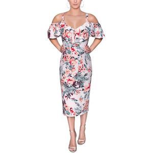 Rachel Rachel Roy Womens Marcella Pink Cold Shoulder Midi Dress Plus NWT